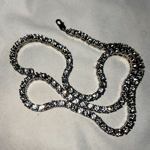 Silver iced out tennis necklace